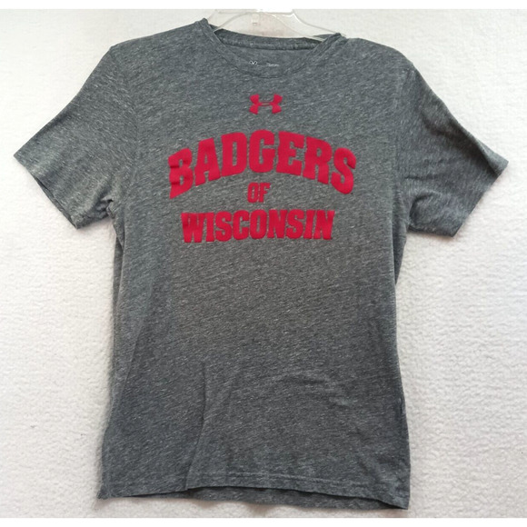 Under Armour Loose Gray Wisconsin Badgers Tee Shirt Men’s Size Medium - Picture 1 of 9